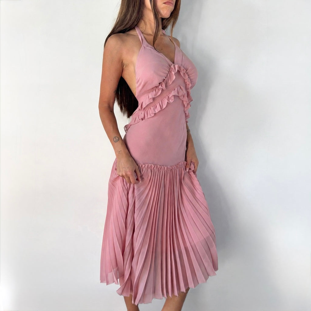 Vintage Patrizia Pepe Pink Halter Midi Dress