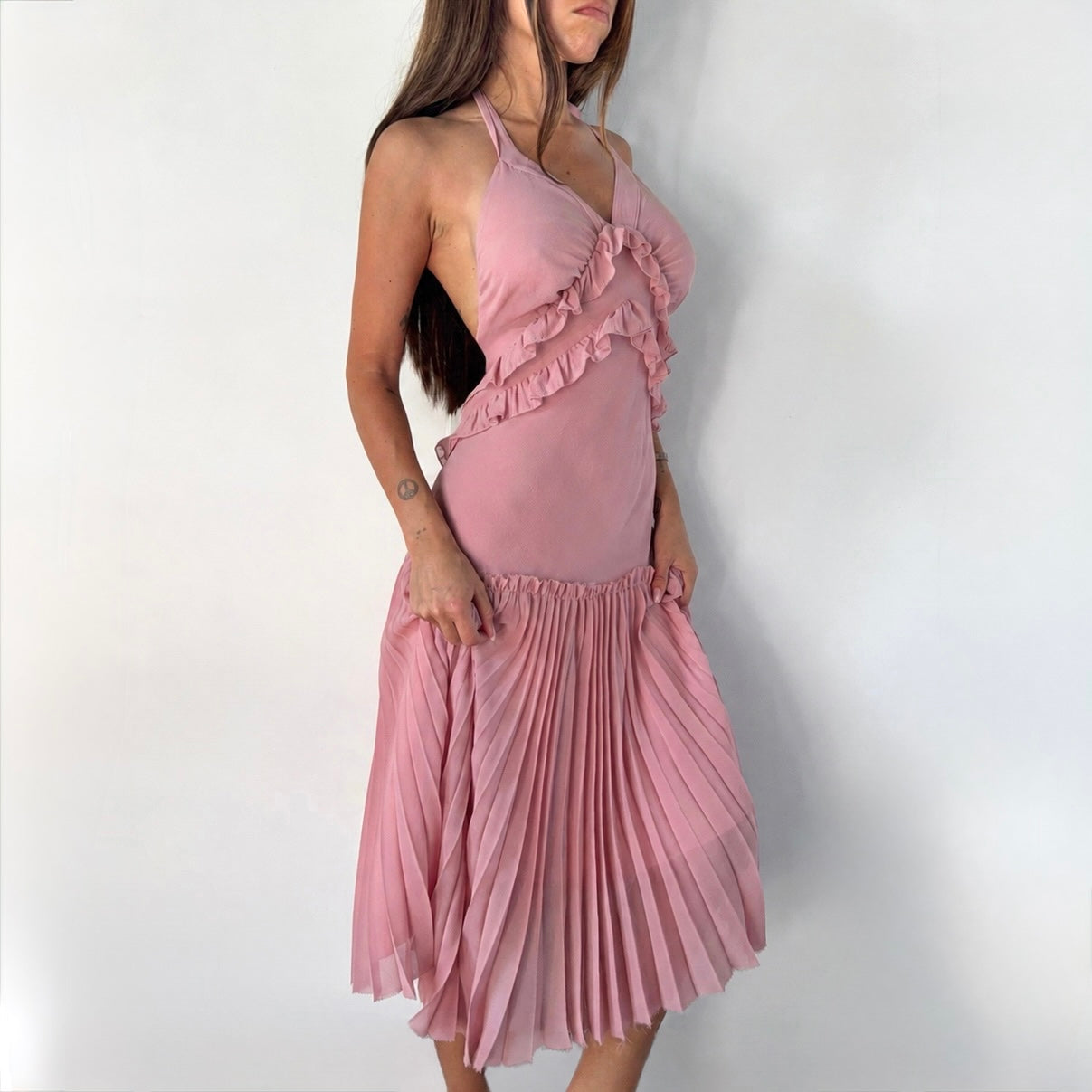 Vintage Patrizia Pepe Pink Halter Midi Dress