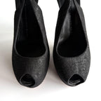 Giuseppe Zanotti Black Platform Peep Toe Slingback Heels (39.5)
