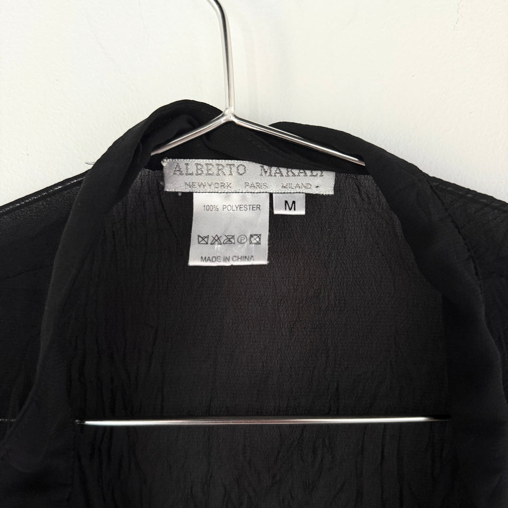 Vintage Black Sheer Ruffle Blouse