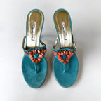 Vintage Oscar De La Renta Beaded Thong Sandal Heels (39)