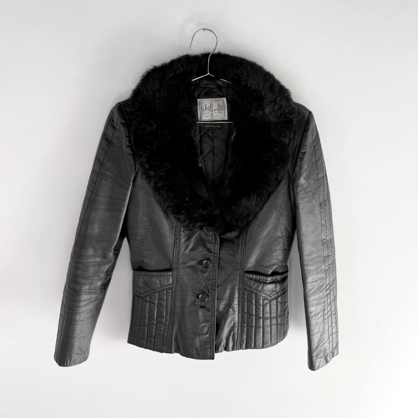 90’s Fur Trim Leather Jacket