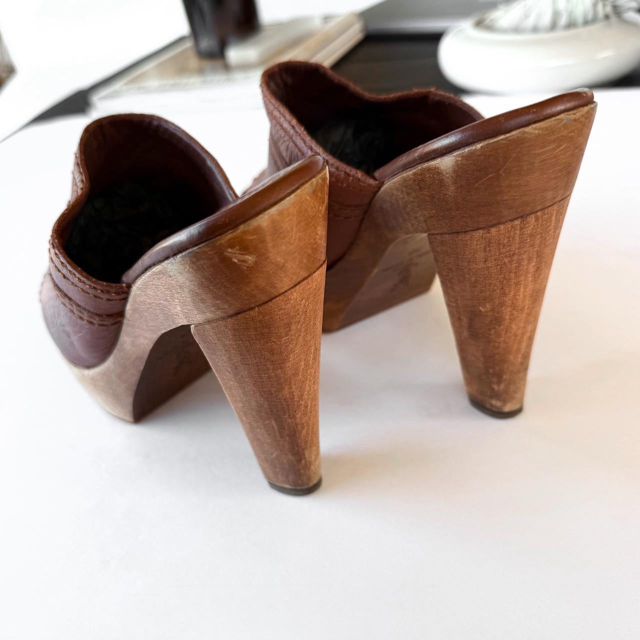 Vintage YSL Brown Leather Platform