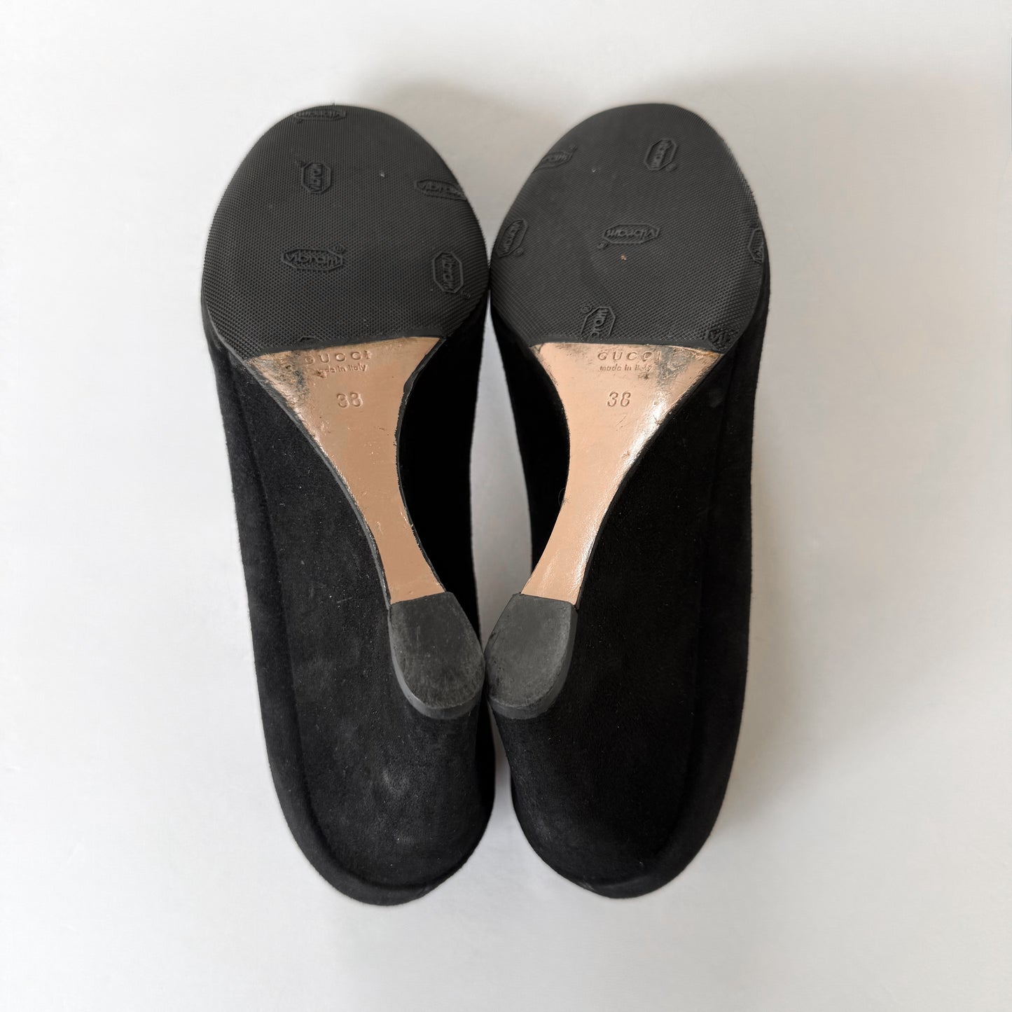 Vintage Gucci Black Suede Ballet Wedge (38)