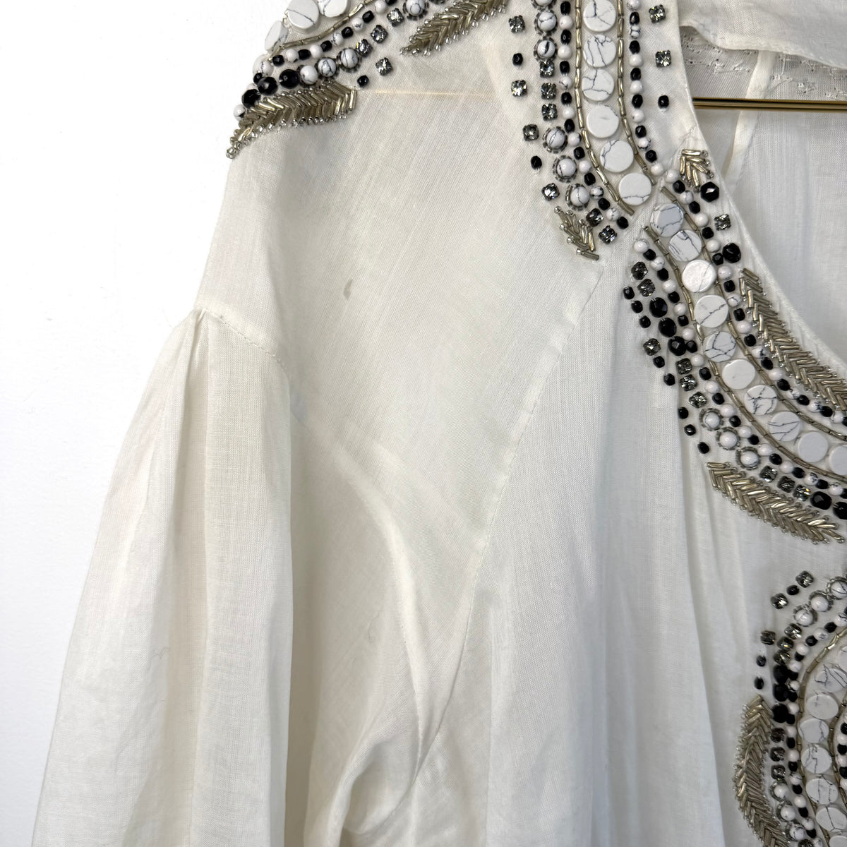 Vintage Roberto Cavalli Embellished Linen Tunic Top