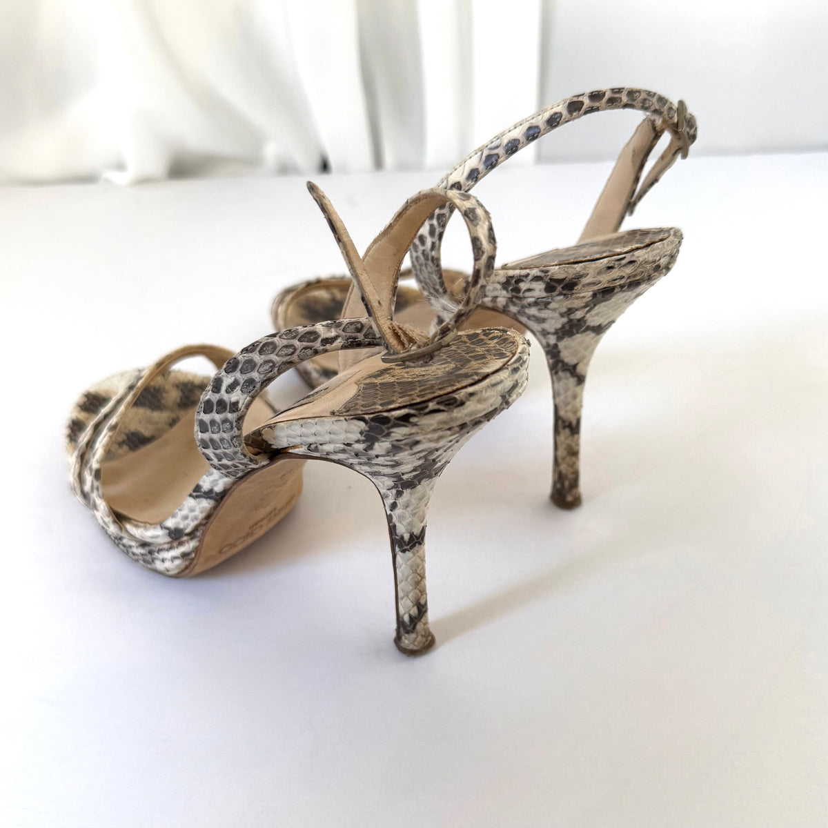 Vintage Jimmy Choo Snakeskin Sandal Heels (38)