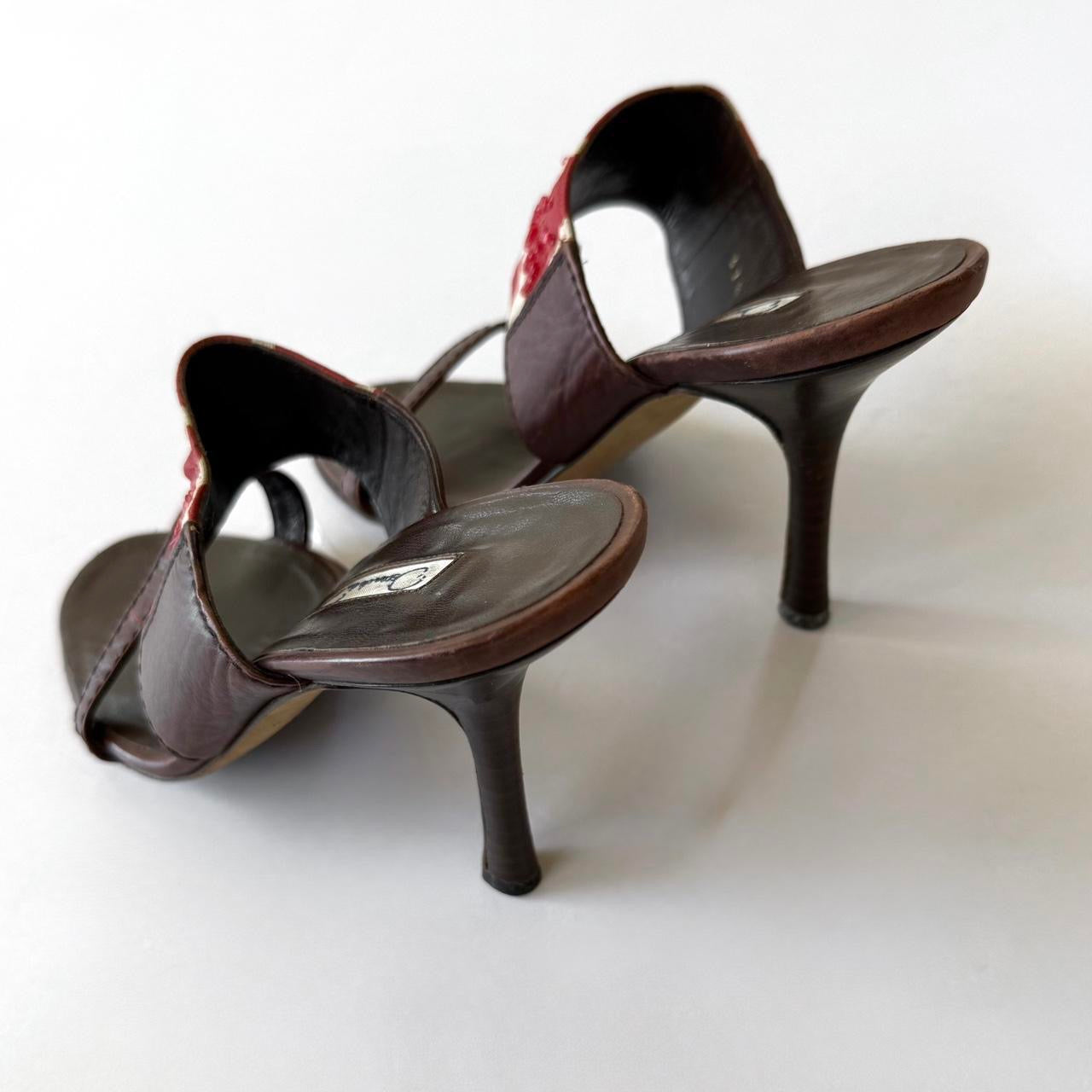Vintage Oscar De La Renta Beaded Sandal Heels (37.5)