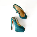 Giuseppe Zanotti Teal Suede Slingback Platform Heels (37)