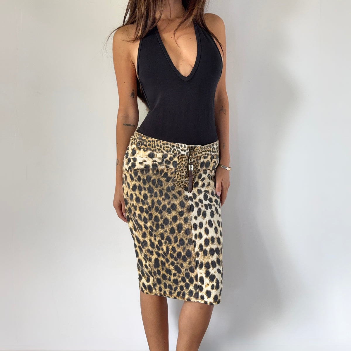 Vintage Cavalli Cheetah Print Midi Skirt