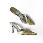 Vintage Roberto Cavalli Snakeskin Pointed Toe Mule Heels (38)