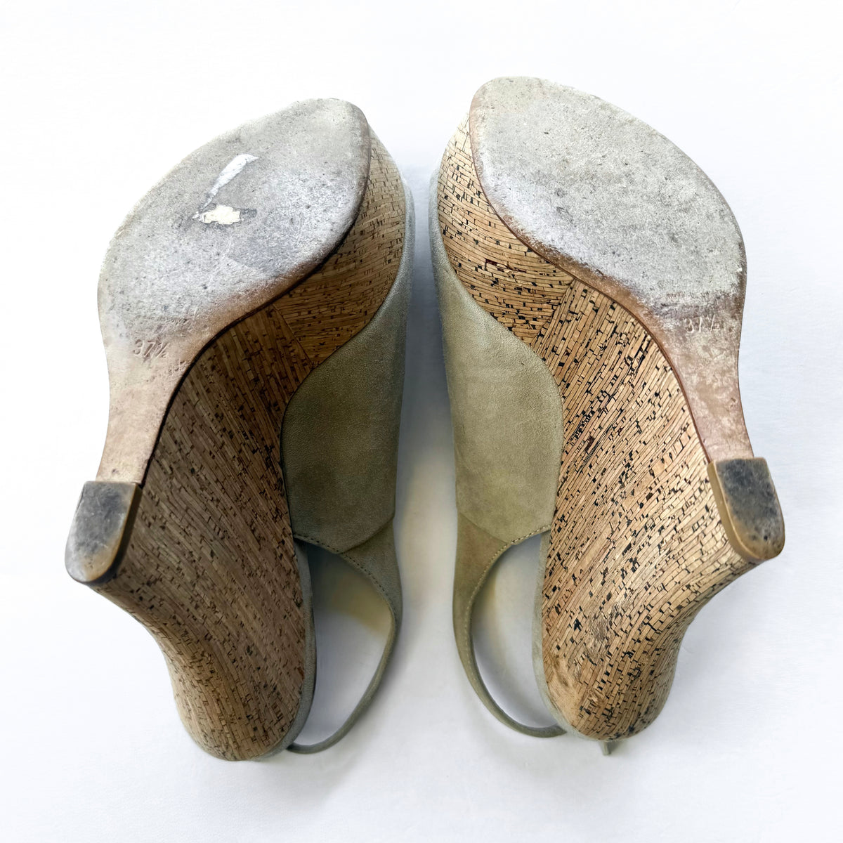 Vintage Gucci Suede Cork Platform Wedge Heels (37.5)