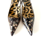 Vintage Roberto Cavalli Leopard Floral Cutout Slingback Heels (37)