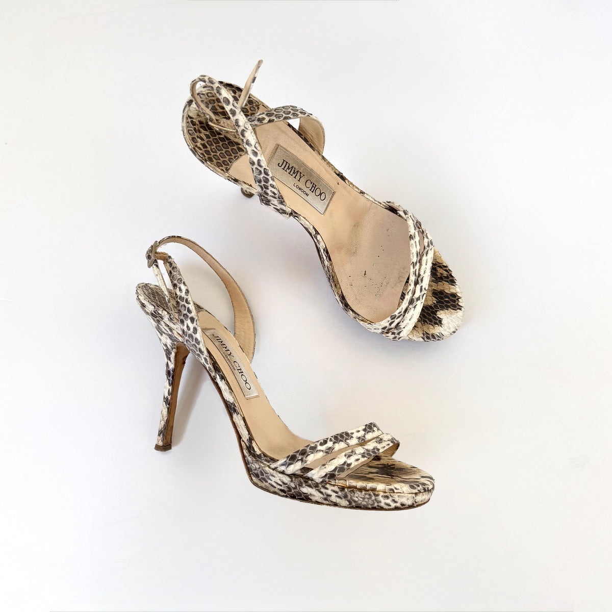 Vintage Jimmy Choo Snakeskin Sandal Heels (38)