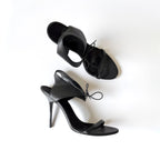 Burberry Black Leather Lace-Up Tie Sandal Heels (40)