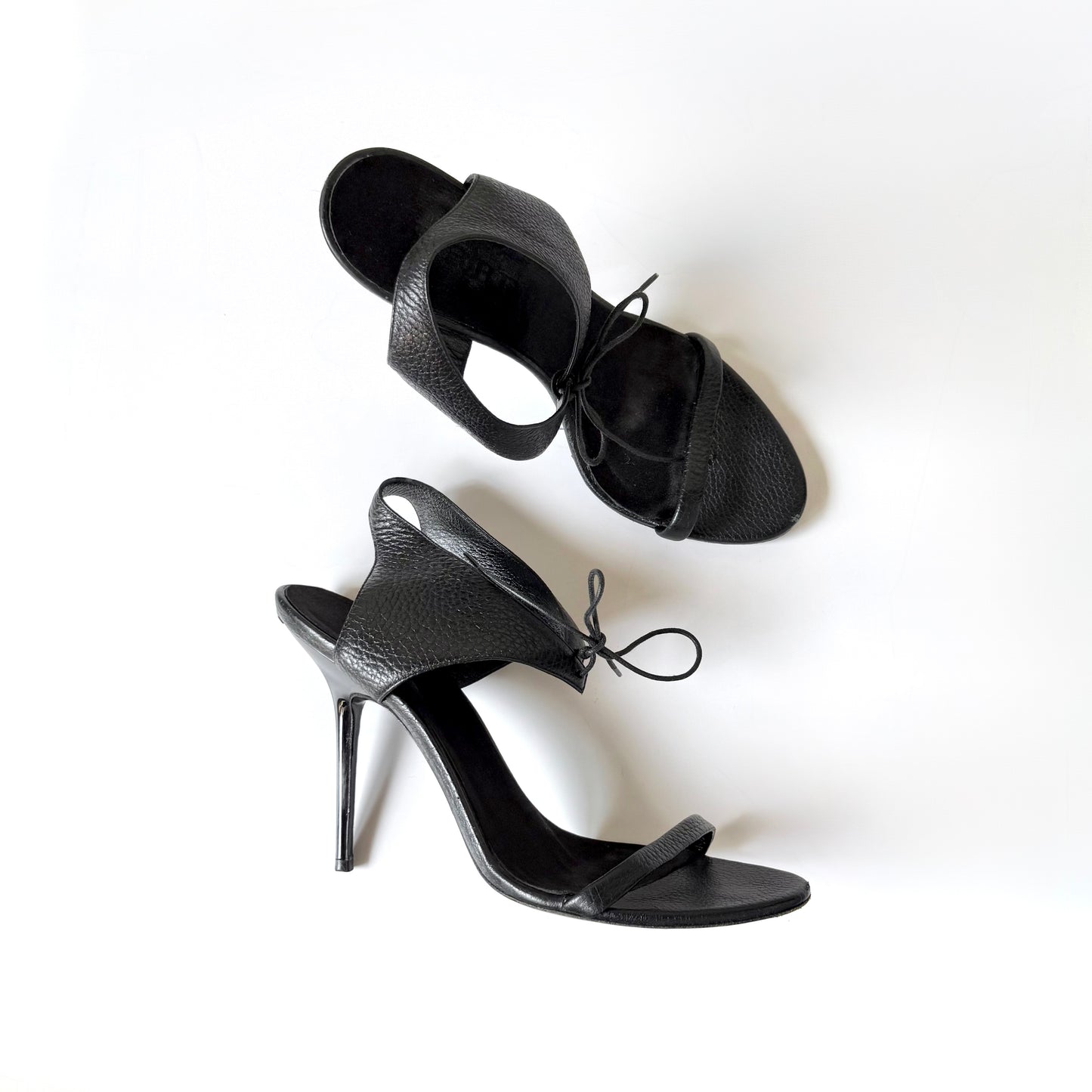 Burberry Black Leather Lace-Up Tie Sandal Heels (40)