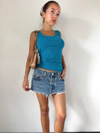 Vintage Cavalli Turqoise Mesh Embossed Tank Top