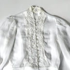Vintage White Sheer Lace Blouse Peplum Top