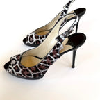 Jimmy Choo Leopard Print Pony Hair Slingback Heels