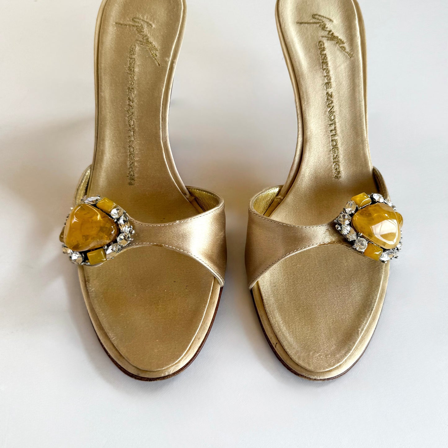 Vintage Giuseppe Zanotti Satin Sandal Jeweled Heels (7)