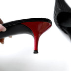 Vintage Roberto Cavalli Black Leather Kitten Heel Mules