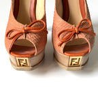 Vintage Fendi Snakeskin Peep Toe Platform Heels (37)