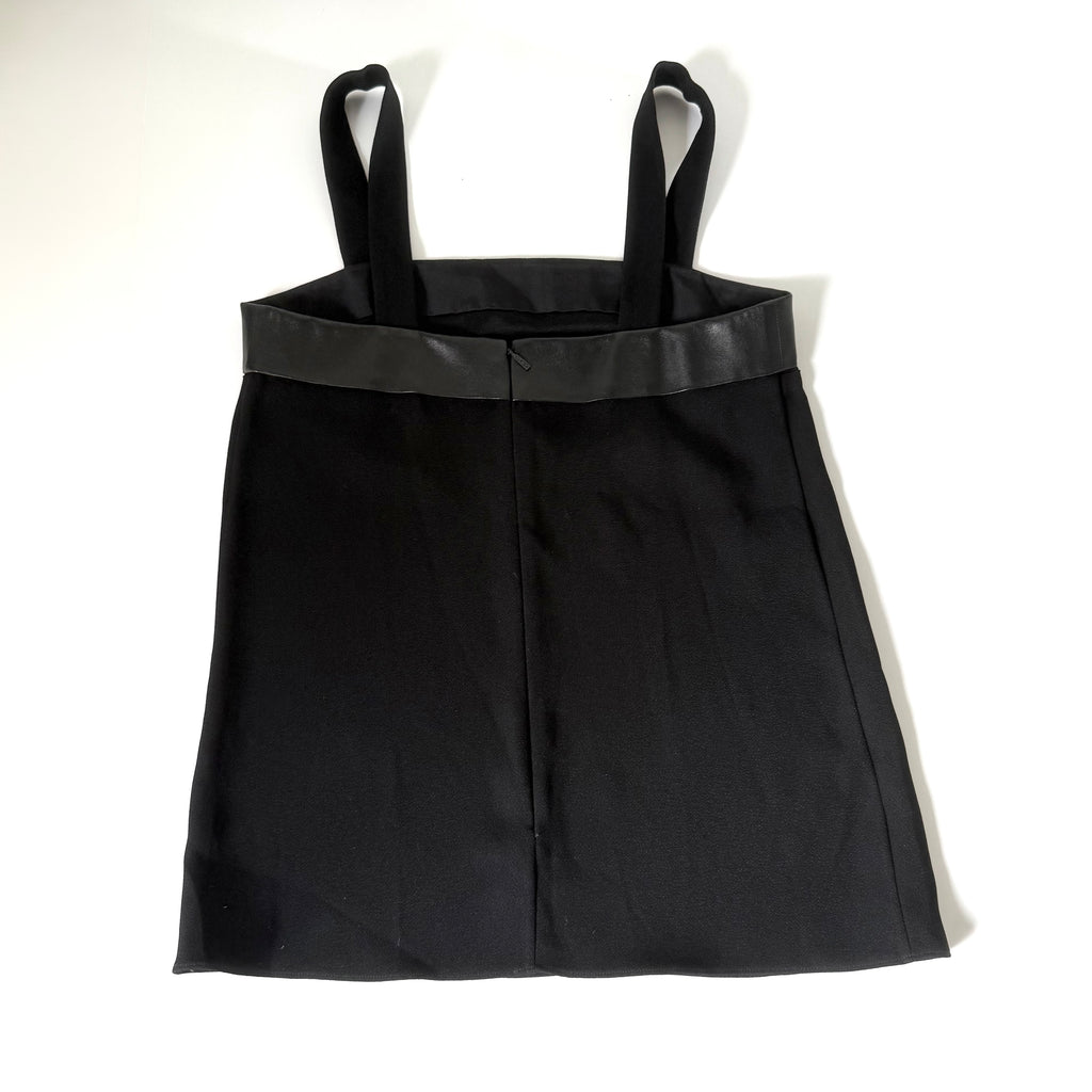 Gucci Black Silk Leather Trim Tank Top