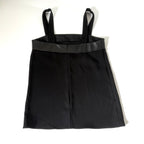 Gucci Black Silk Leather Trim Tank Top