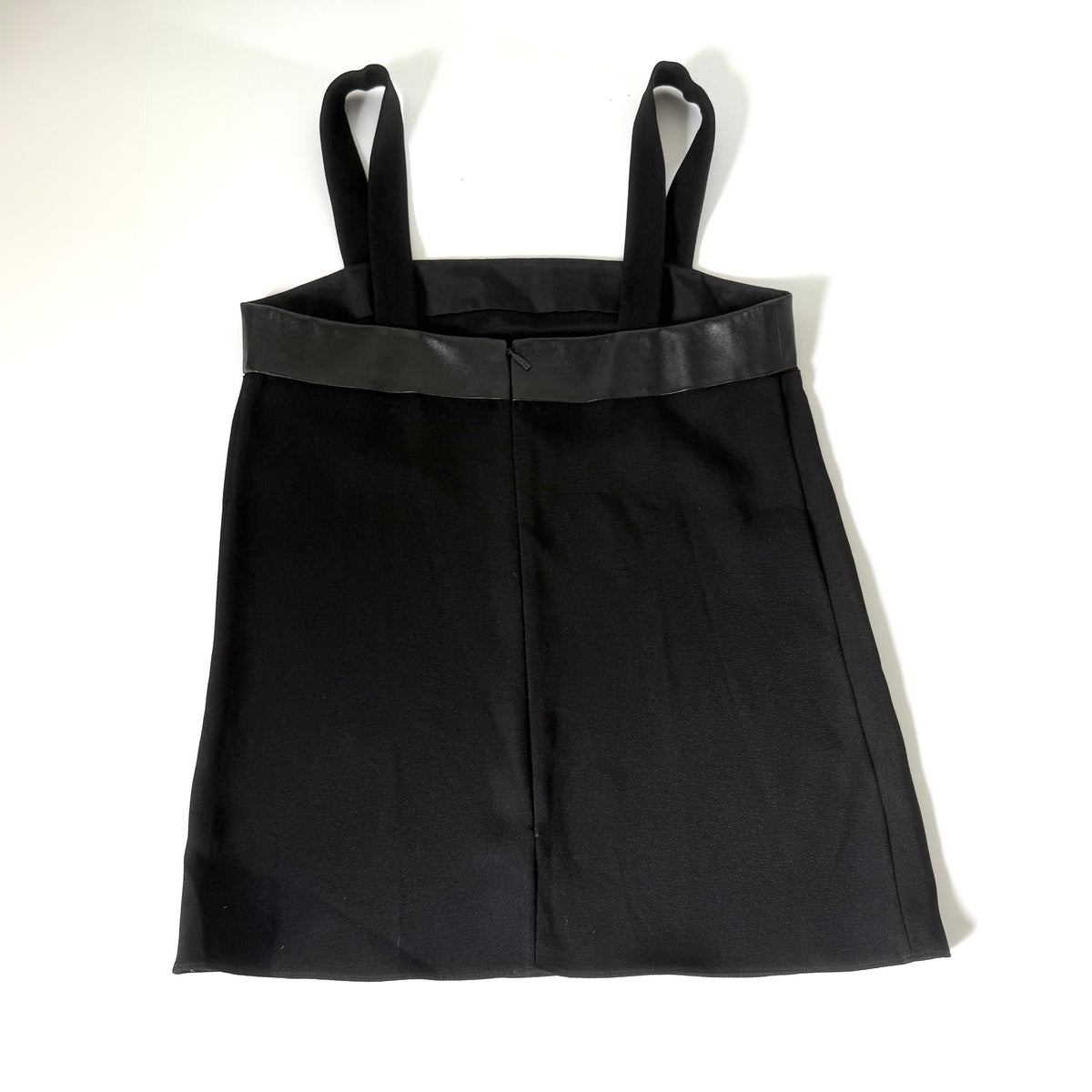 Gucci Black Silk Leather Trim Tank Top
