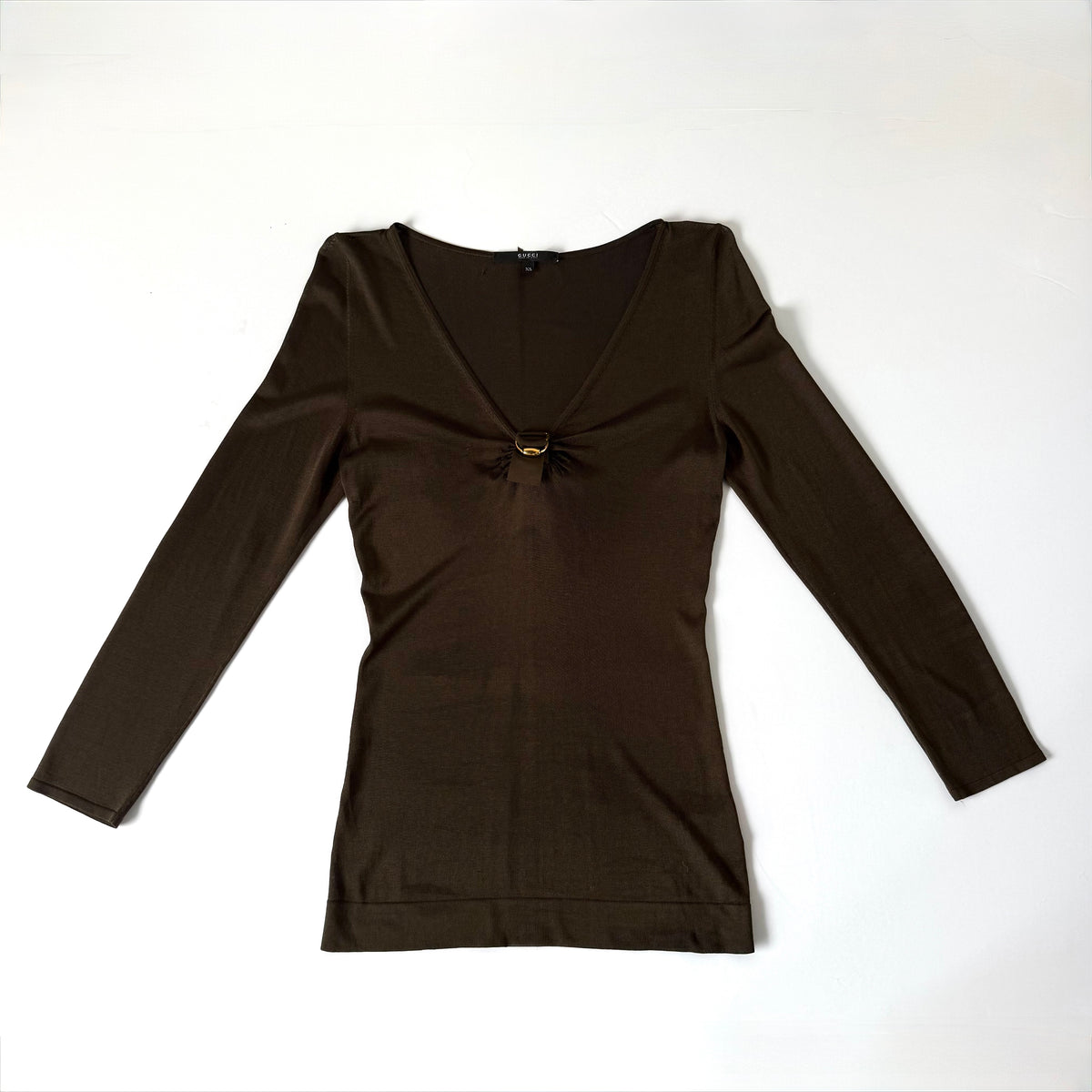 Vintage Gucci Brown Deep V Top