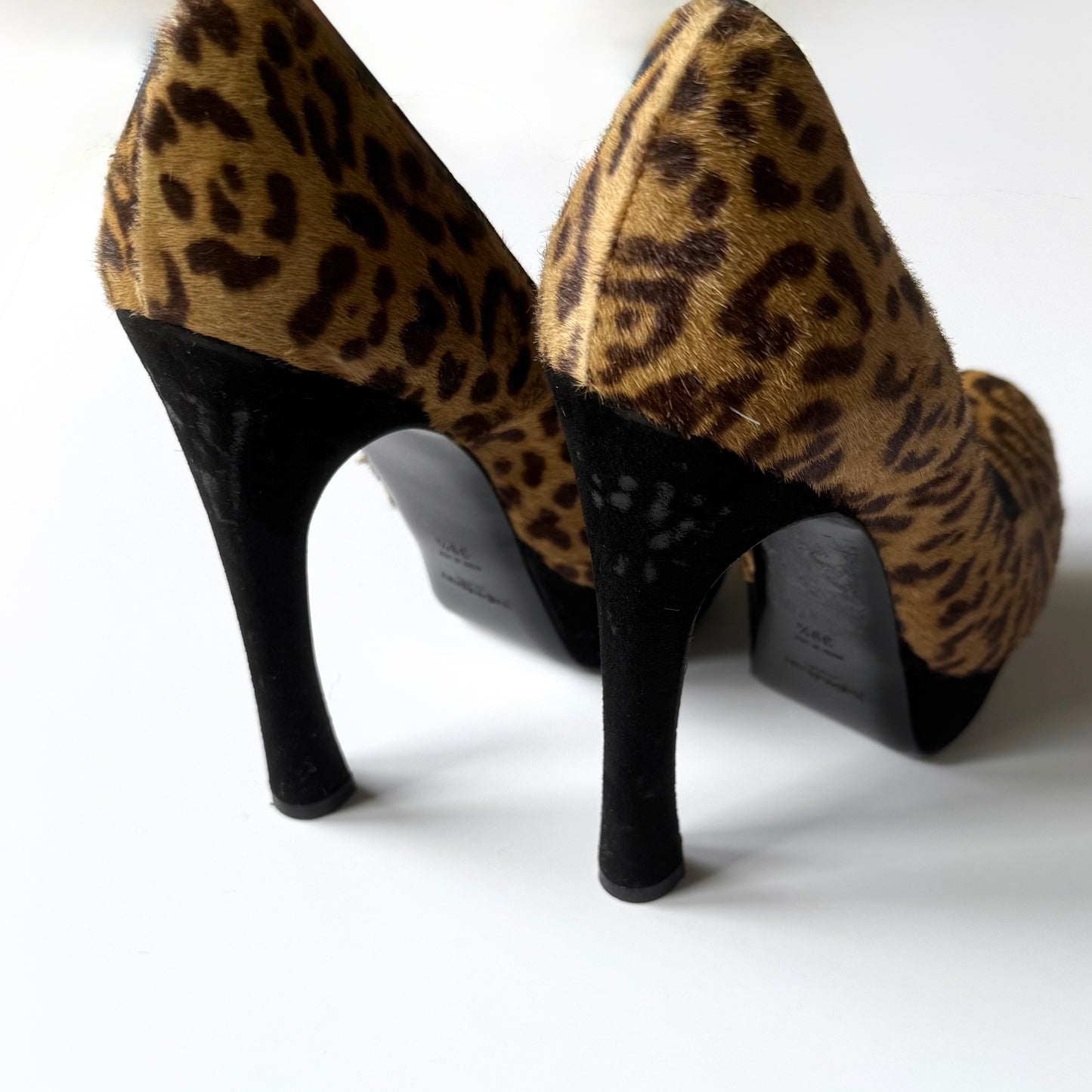Vintage YSL Leopard Pony Hair Platform Pumps (39.5)