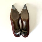 Vintage Roberto Cavalli Burgundy Haircalf Laser-Cut Pointed Toe Kitten Heels (37)