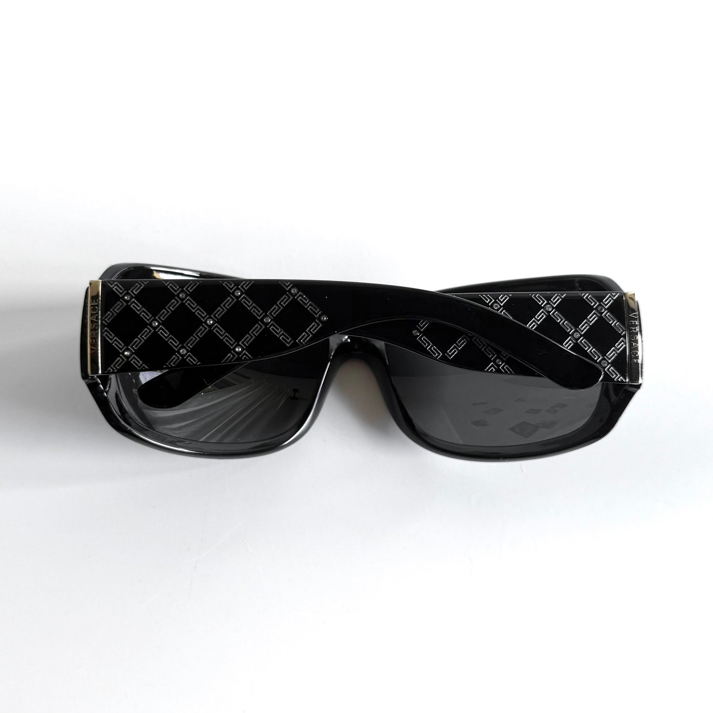 Vintage Versace Black Oversized Shield Sunglasses