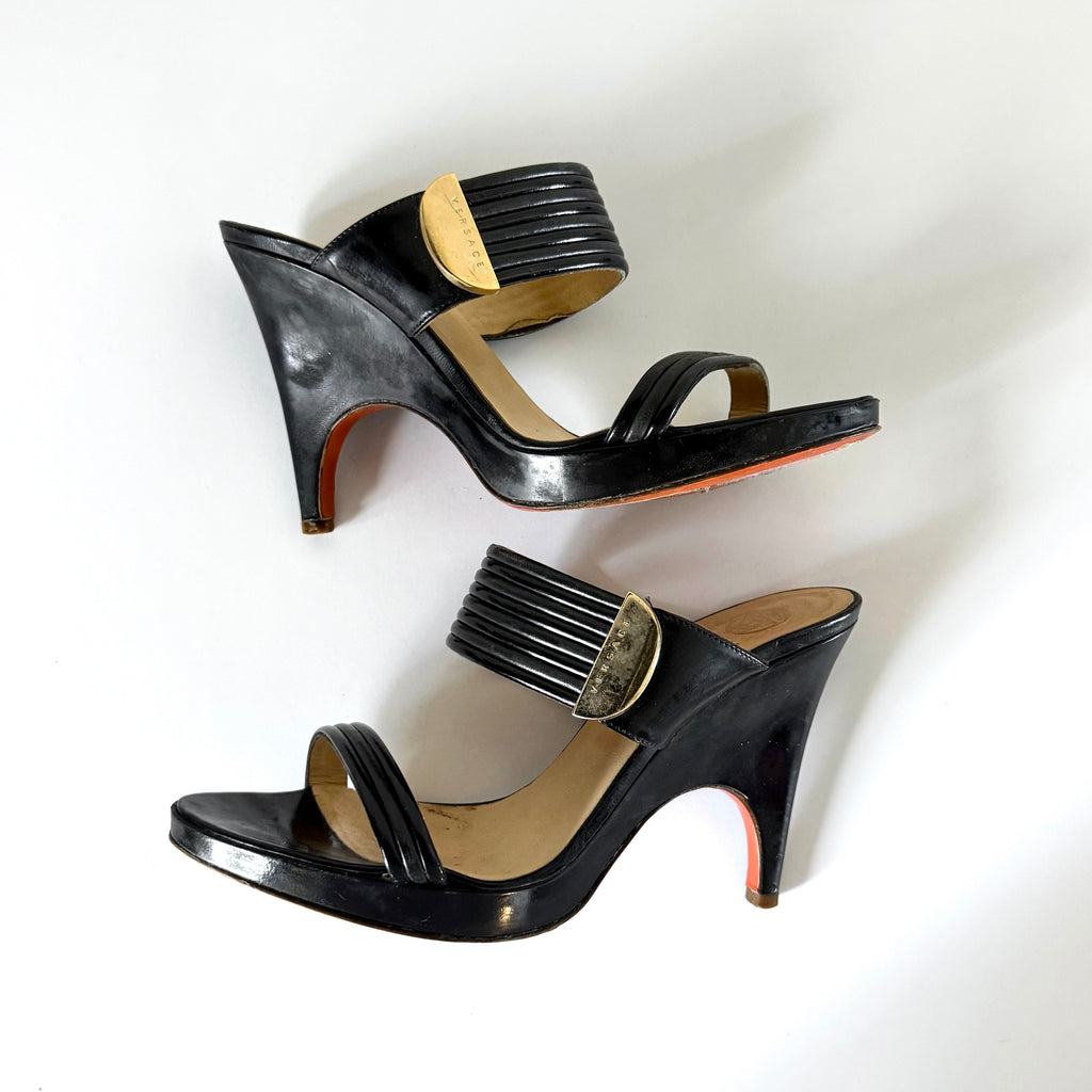 Vintage Versace Wedge Sandal Heels (36)