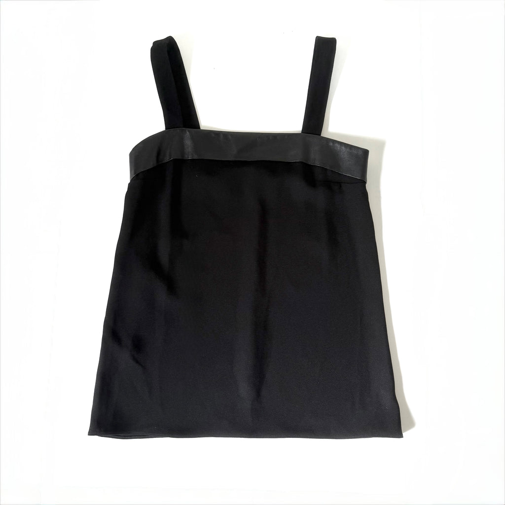 Gucci Black Silk Leather Trim Tank Top