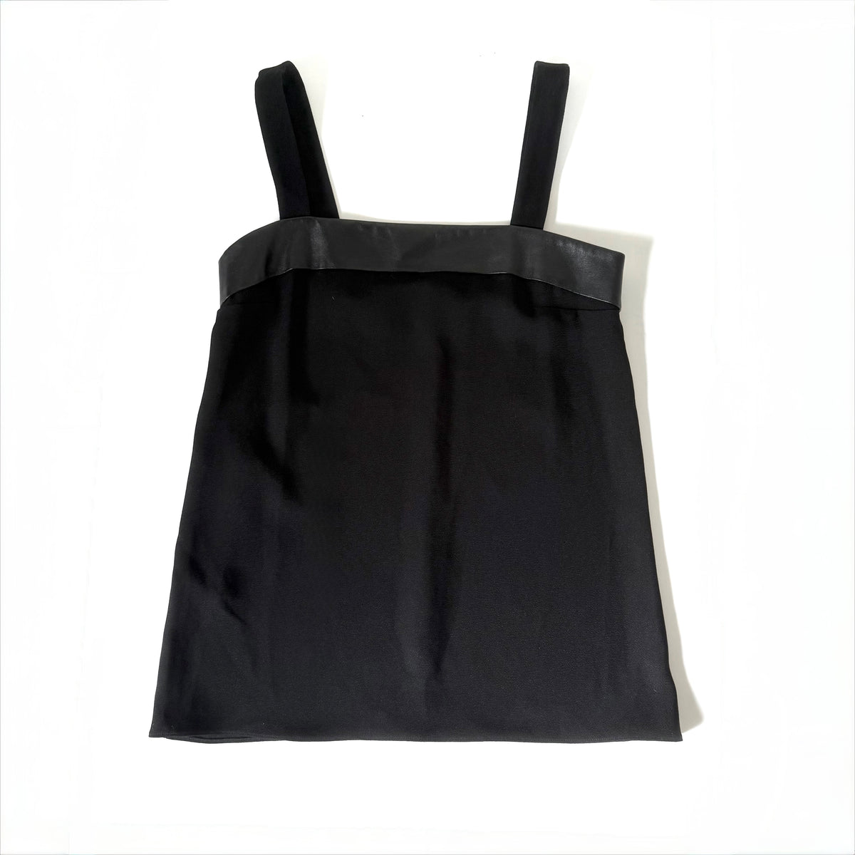 Gucci Black Silk Leather Trim Tank Top