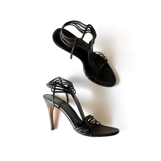 Vintage Gucci Black Strappy Leather Heels (8.5)