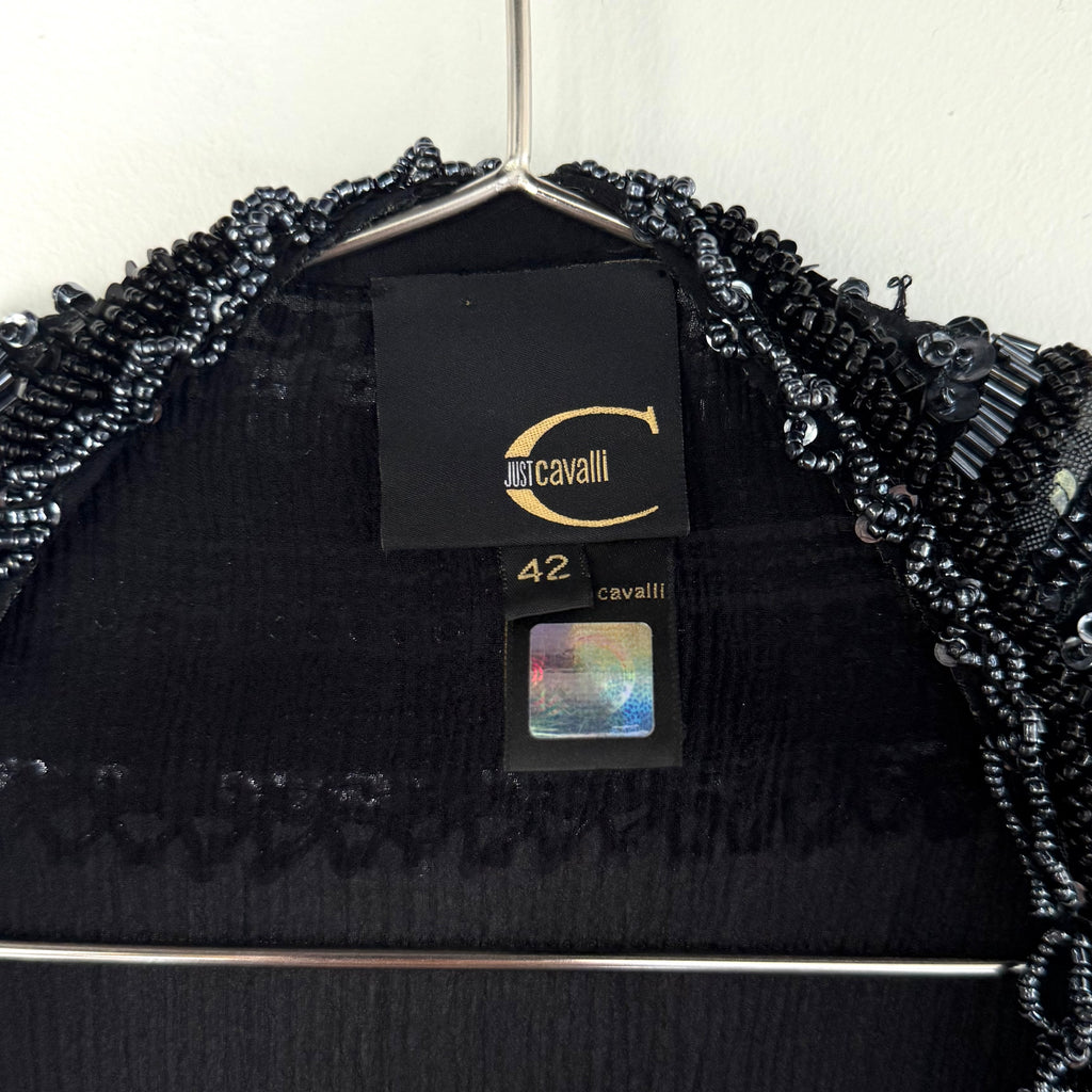 Vintage Just Cavalli Sheer Beaded Silk Tunic