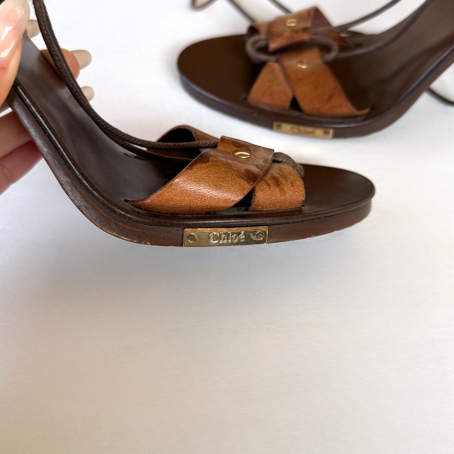 Vintage Chloe Lace Up Sandal Heels