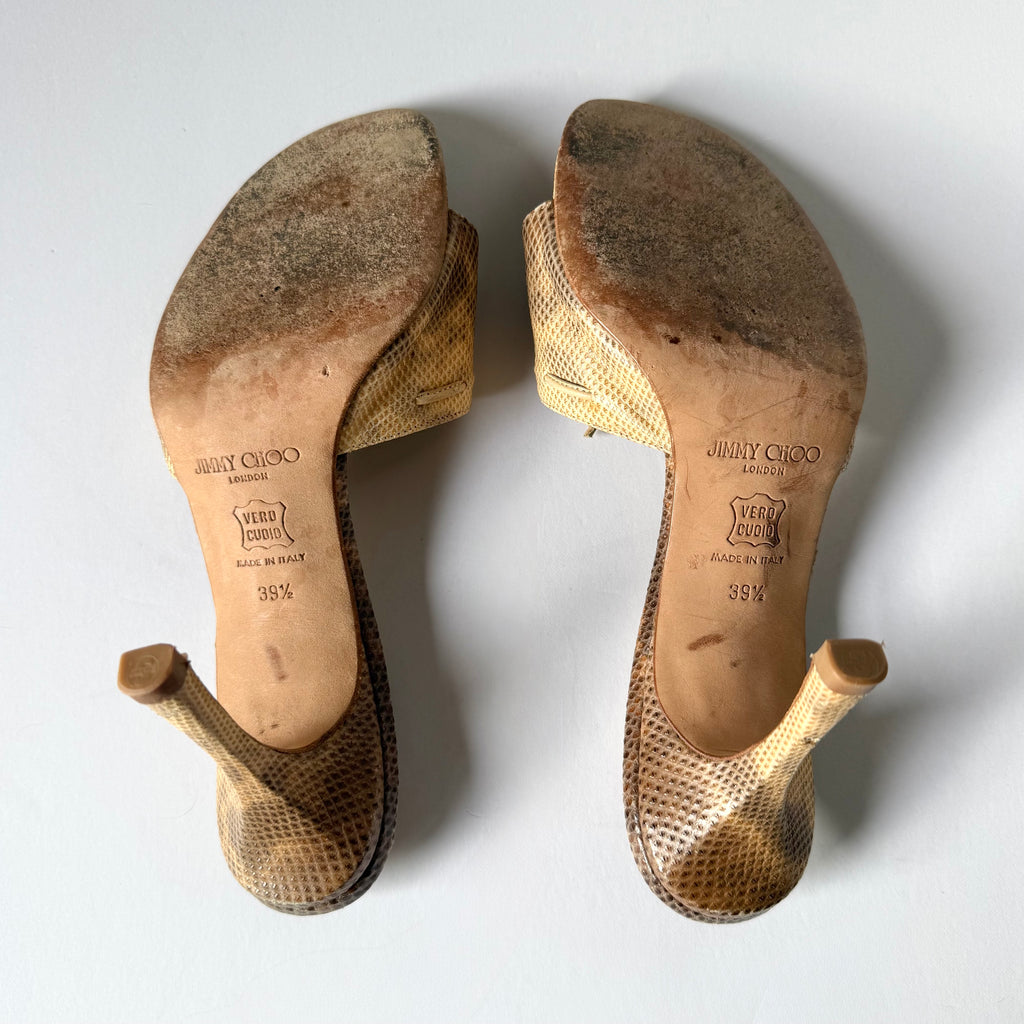 Jimmy Choo Snakeskin Sandal Heels (39.5)