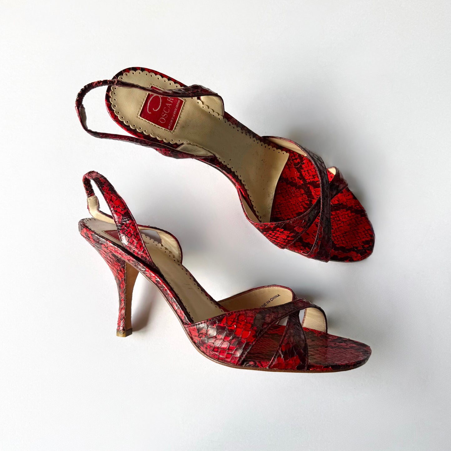 Vintage Oscar De La Renta Red Slingback Heels