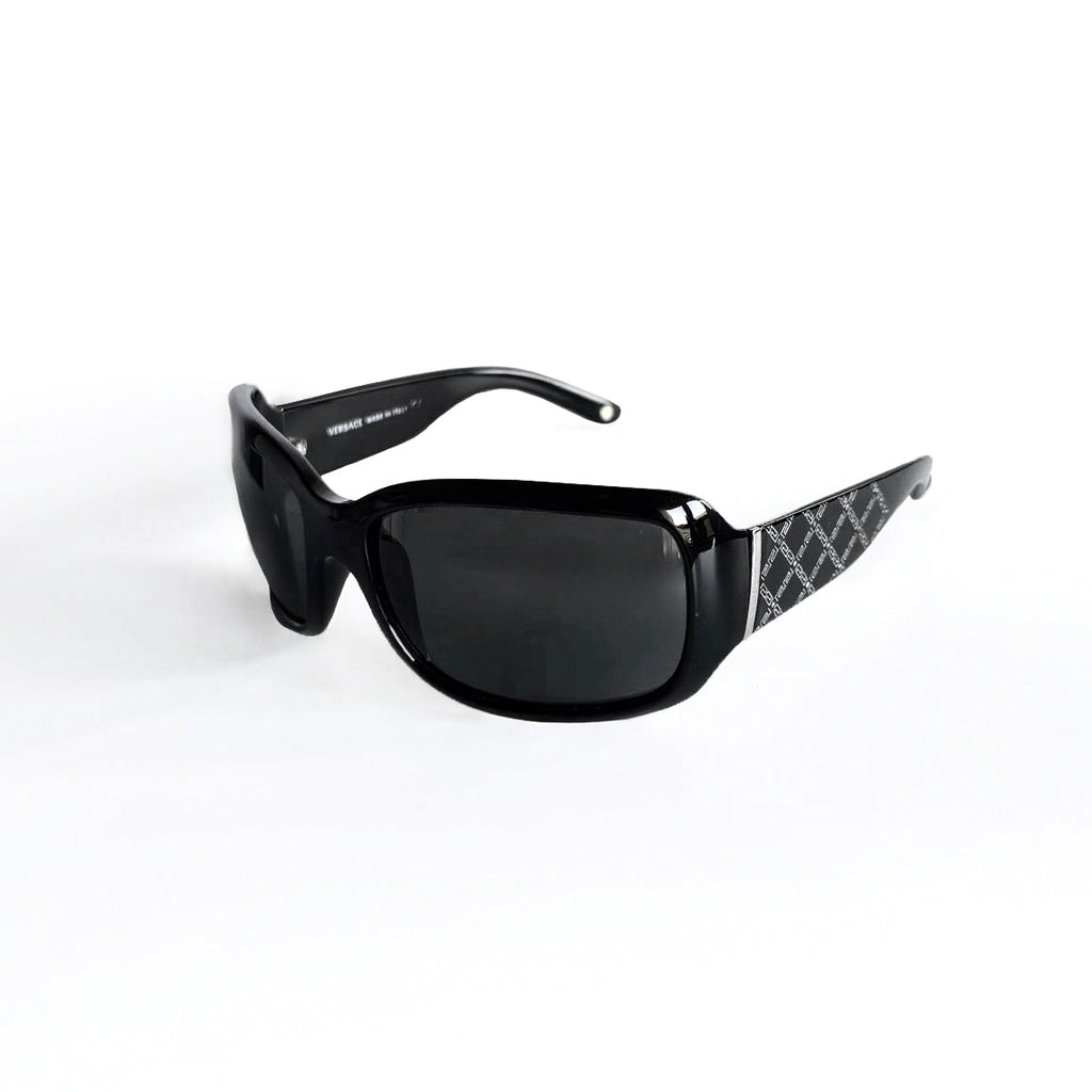 Vintage Versace Black Oversized Shield Sunglasses