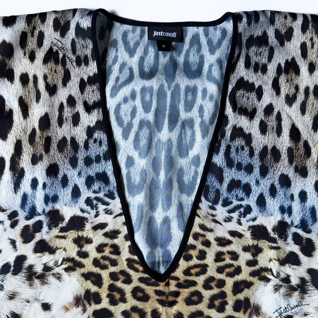Just Cavalli Leopard Print Kaftan Mini Dress