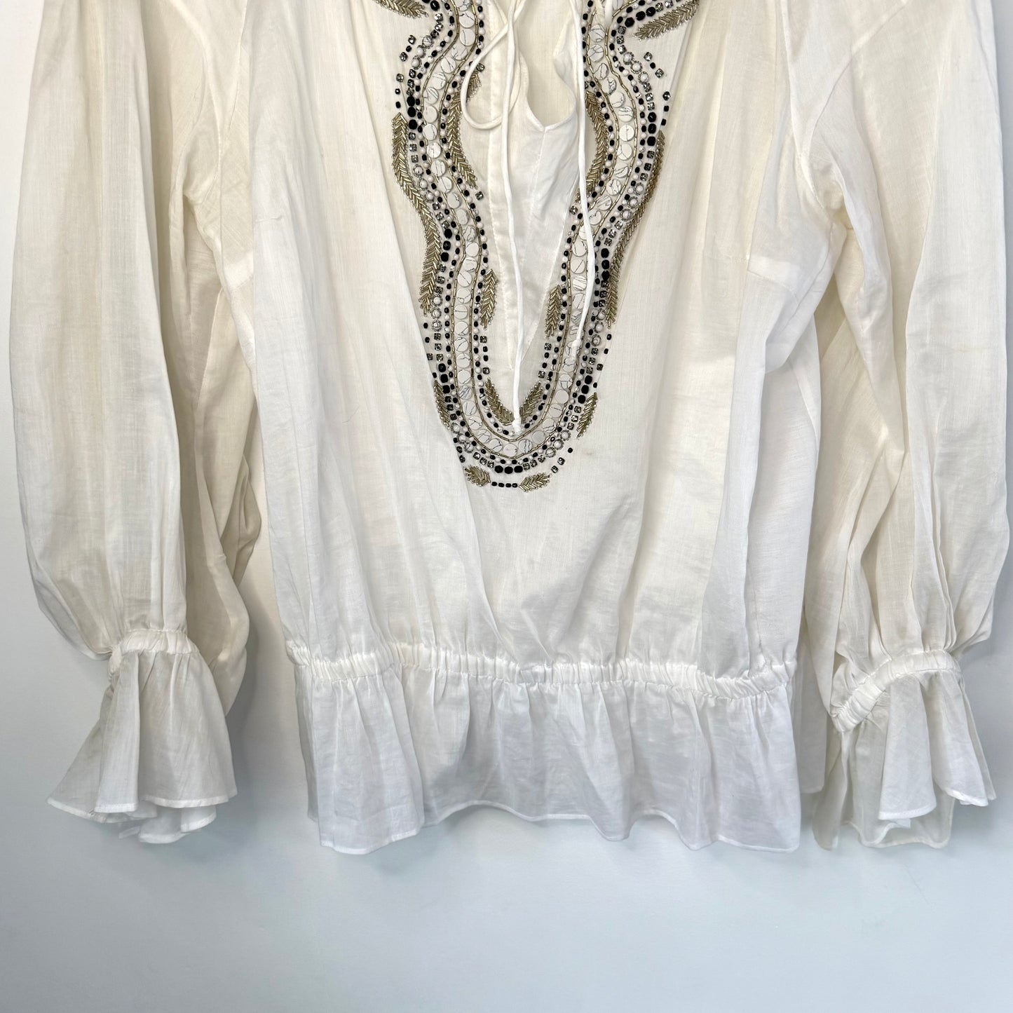 Vintage Roberto Cavalli Embellished Linen Tunic Top