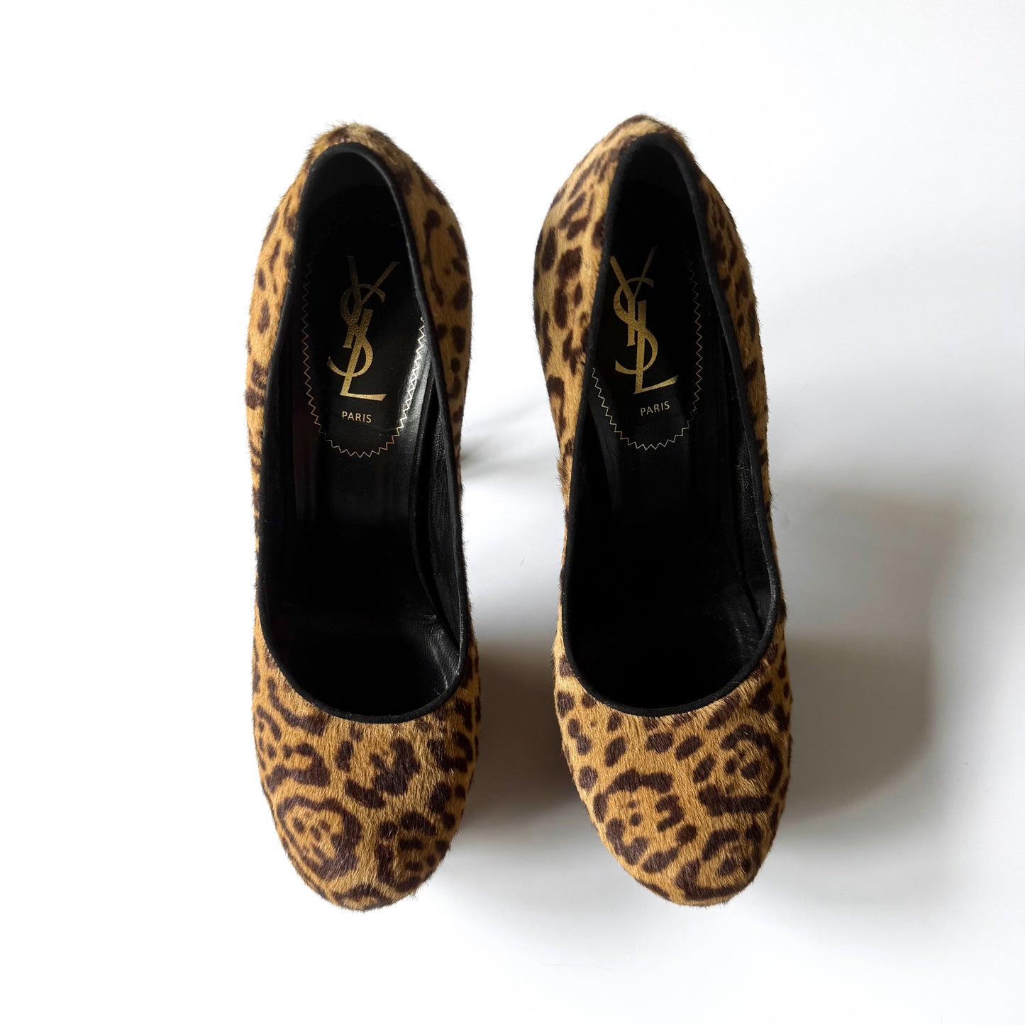 Vintage YSL Leopard Pony Hair Platform Pumps (39.5)