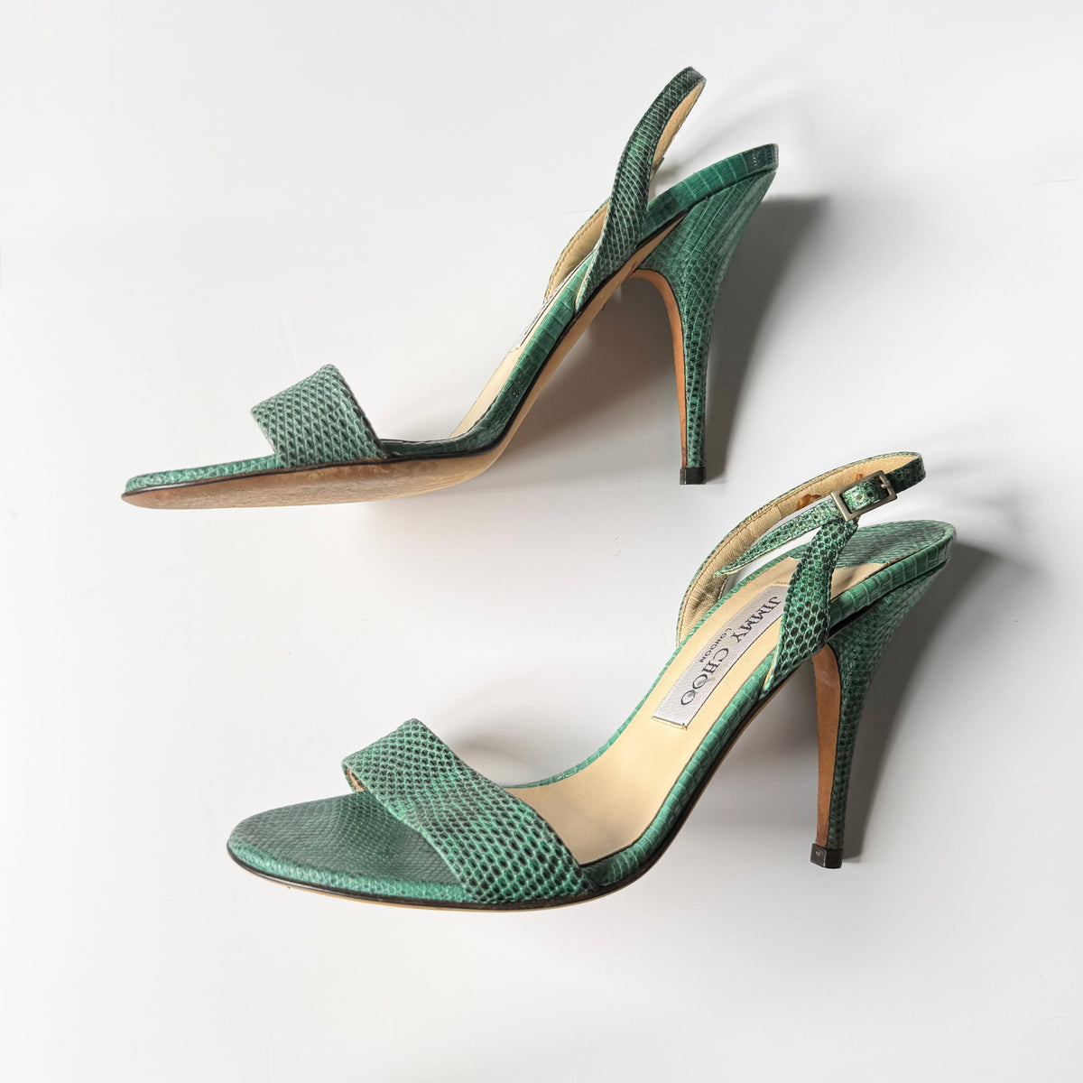Vintage Jimmy Choo Turquoise Slingback Sandal Heels (37.5)