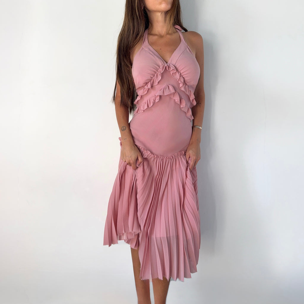 Vintage Patrizia Pepe Pink Halter Midi Dress
