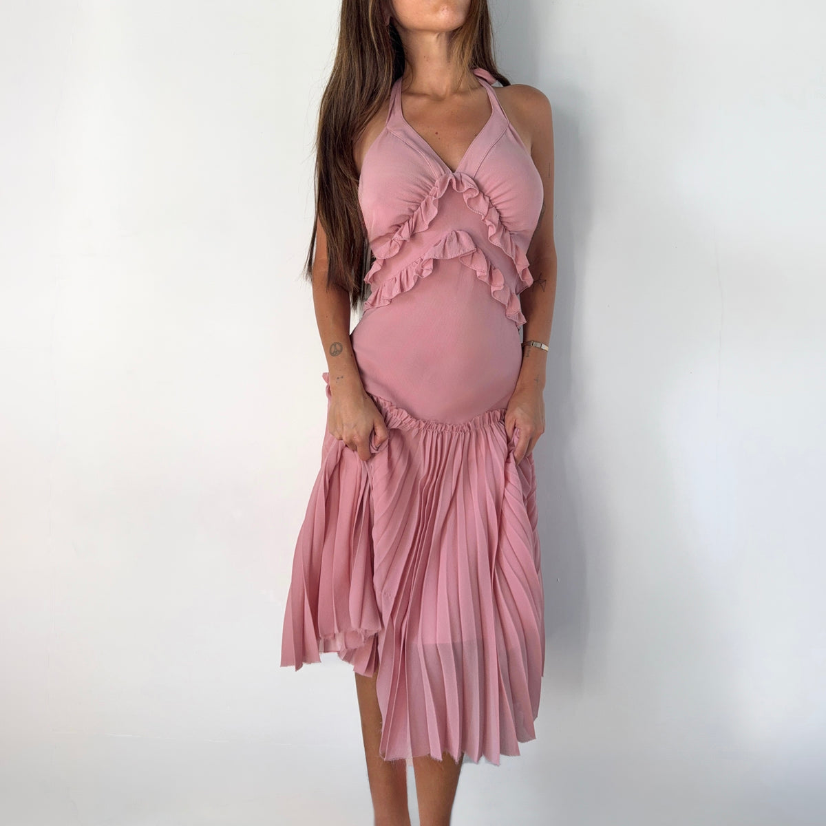 Vintage Patrizia Pepe Pink Halter Midi Dress