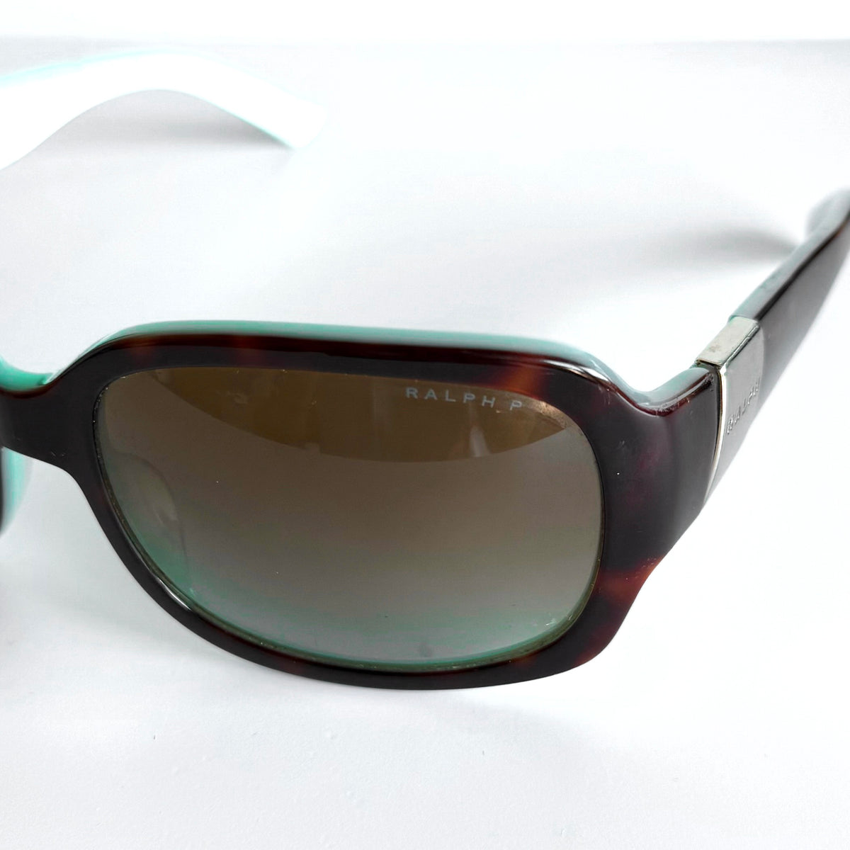 Vintage Ralph Lauren Tortoise Turquoise Oversized Sunglasses