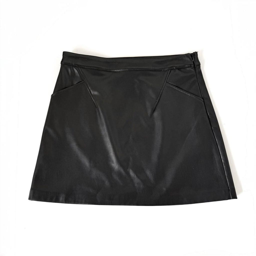 Donna Karan Black Leather Mini Skirt
