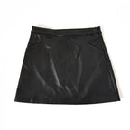 Donna Karan Black Leather Mini Skirt